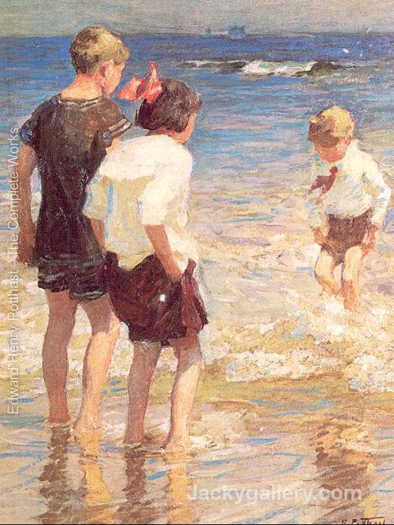 Children at Shore No. 3 by Edward Henry Potthast paintings reproduction